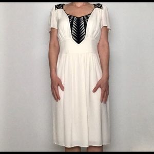 Temperley London Cream Silk Midi Dress - Art Deco